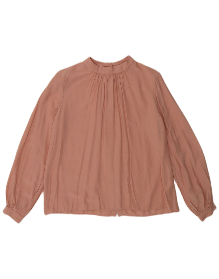 WAREHOUSE Womens Long Sleeve Shirt Blouse UK 12 Medium Pink Viscose