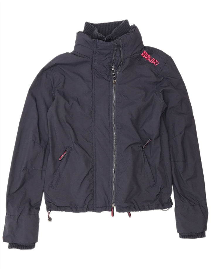 Giacca a vento da donna Superdry UK 16 Large in nylon blu navy