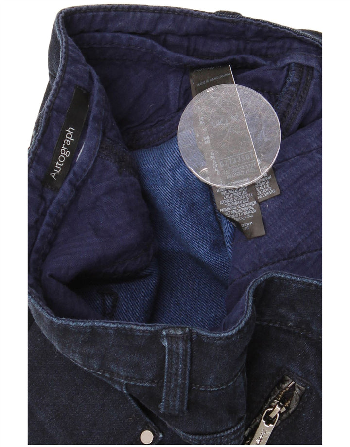 MARKS & SPENCER Gonna in denim autografata da donna UK 12 media W30 blu navy
