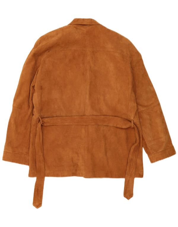 Giacca blazer vintage da donna in pelle scamosciata a 2 bottoni IT 44 Marrone medio