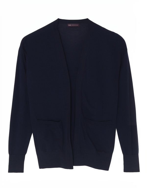 Maglione cardigan aperto lungo da donna Marks & Spencer UK 6 XS Blu navy