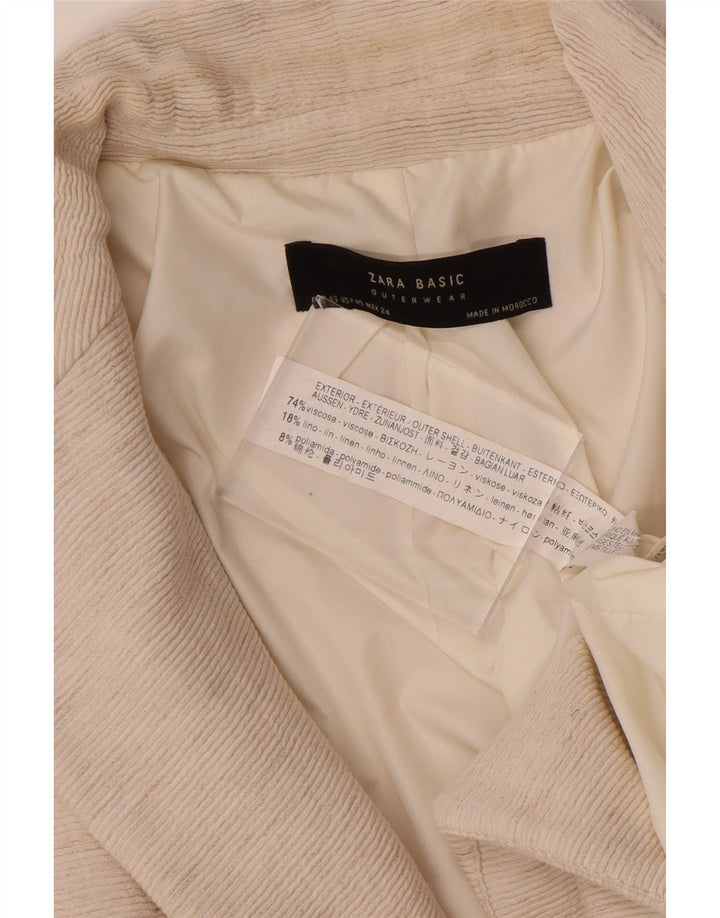 ZARA Womens Double Breasted Coat UK 6 XS Off White Flecked Viscose