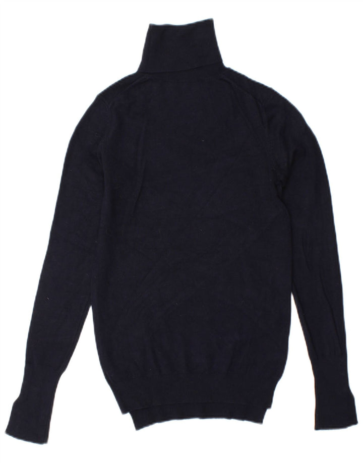Maglione maglione collo alto da donna Zara UK 10 piccolo blu navy