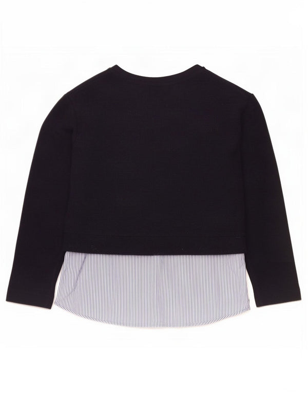Marks & Spencer Top da donna a maniche lunghe UK 14 Large Blu Navy Colourblock