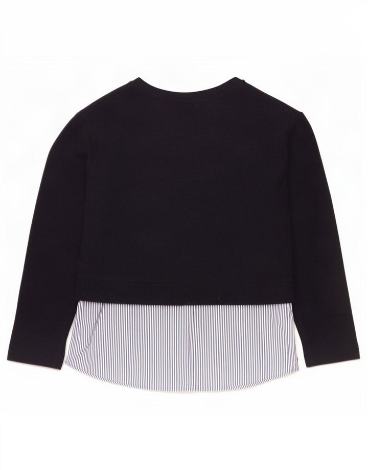 Marks & Spencer Top da donna a maniche lunghe UK 14 Large Blu Navy Colourblock