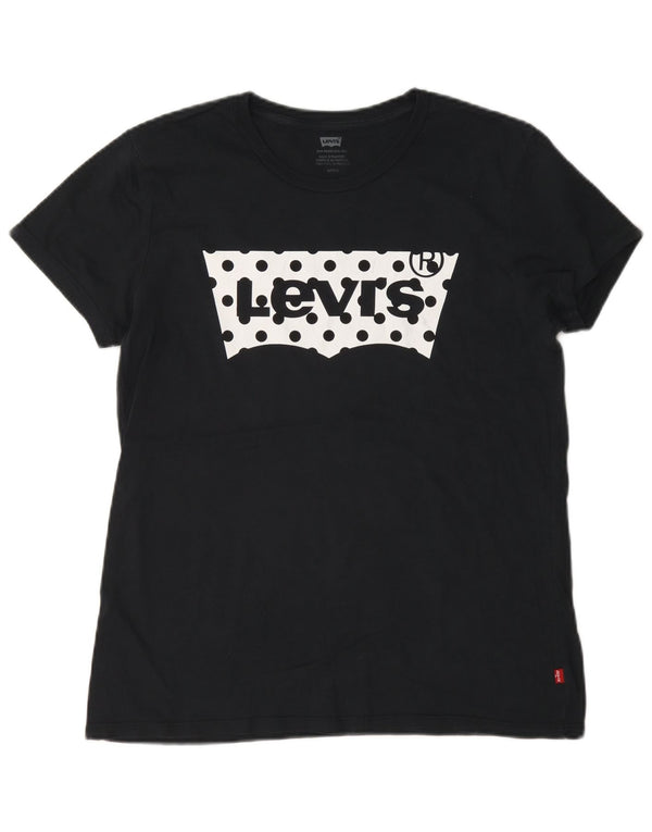 Levi's T-shirt grafica oversize da donna Top UK 10 Small Nera