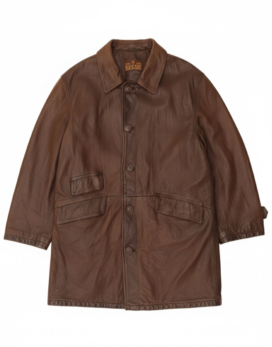 Cappotto in pelle da uomo Green Leaves UK 40 Grande pelle marrone
