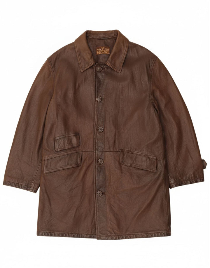 Cappotto in pelle da uomo Green Leaves UK 40 Grande pelle marrone