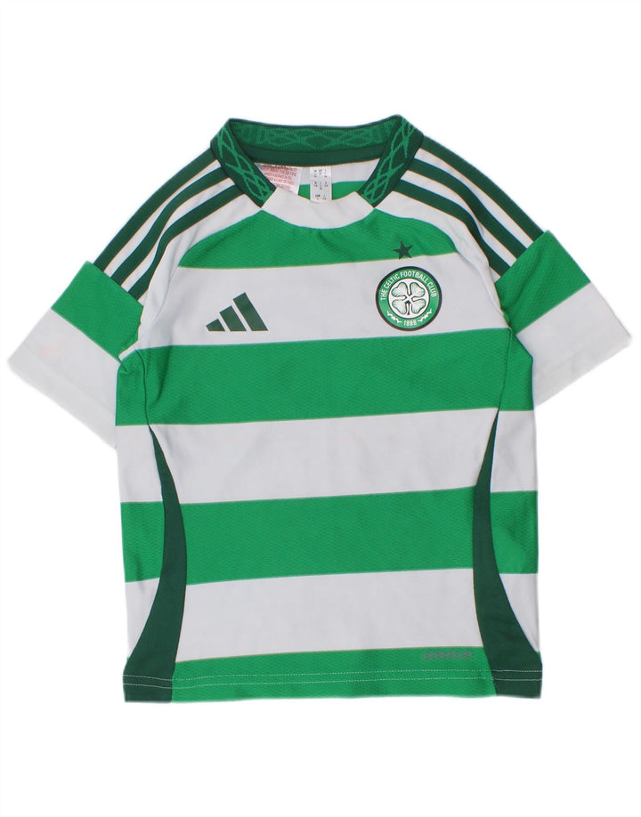 Maglietta grafica da ragazzo Adidas Top 4-5 anni in poliestere a righe verdi
