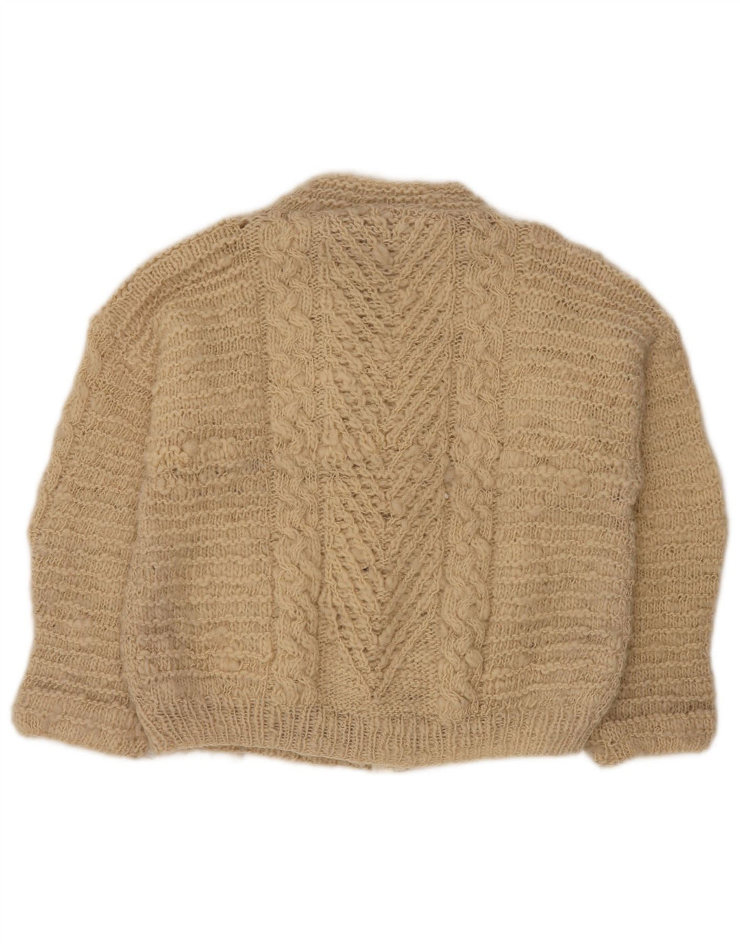 Maglione cardigan aperto da donna VINTAGE UK 18 XL Beige