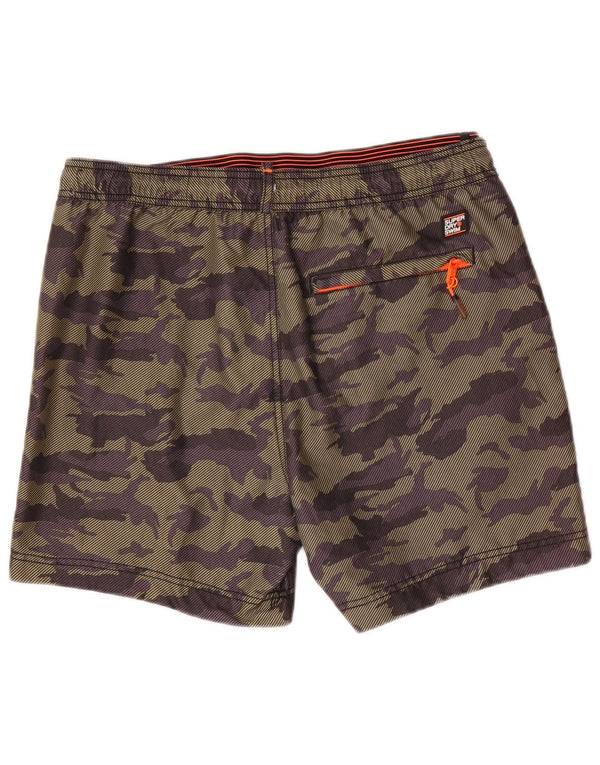 Pantaloncini da bagno grafici da uomo Superdry Large in poliestere mimetico kaki