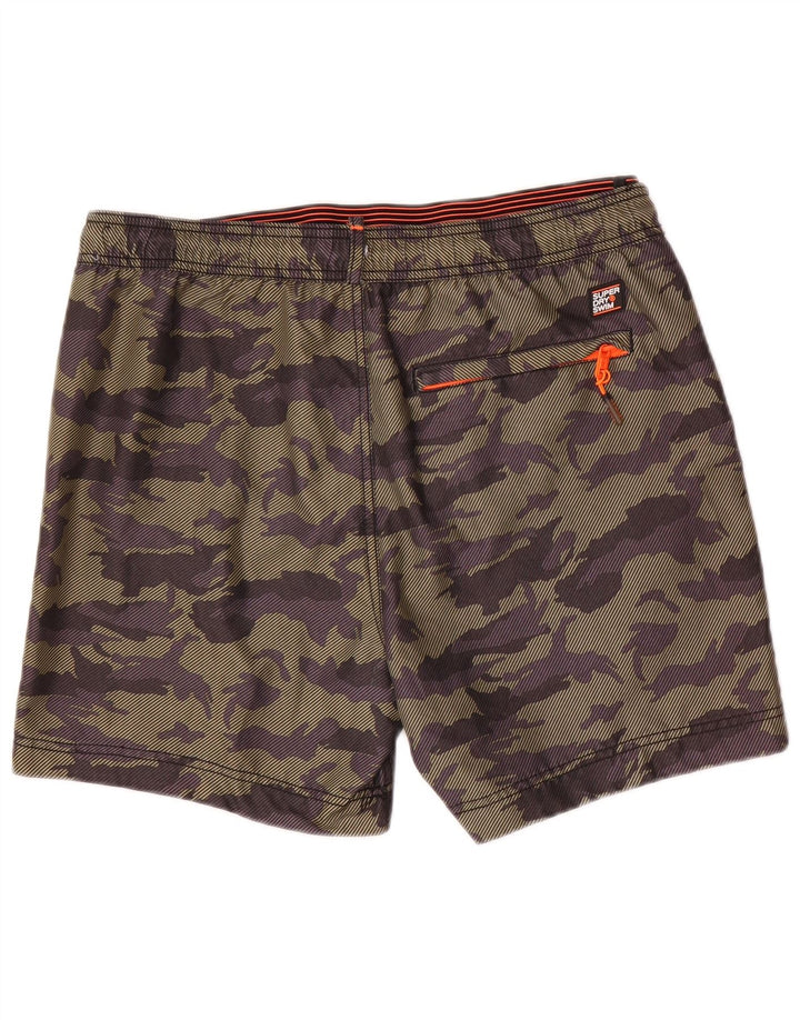 Pantaloncini da bagno grafici da uomo Superdry Large in poliestere mimetico kaki