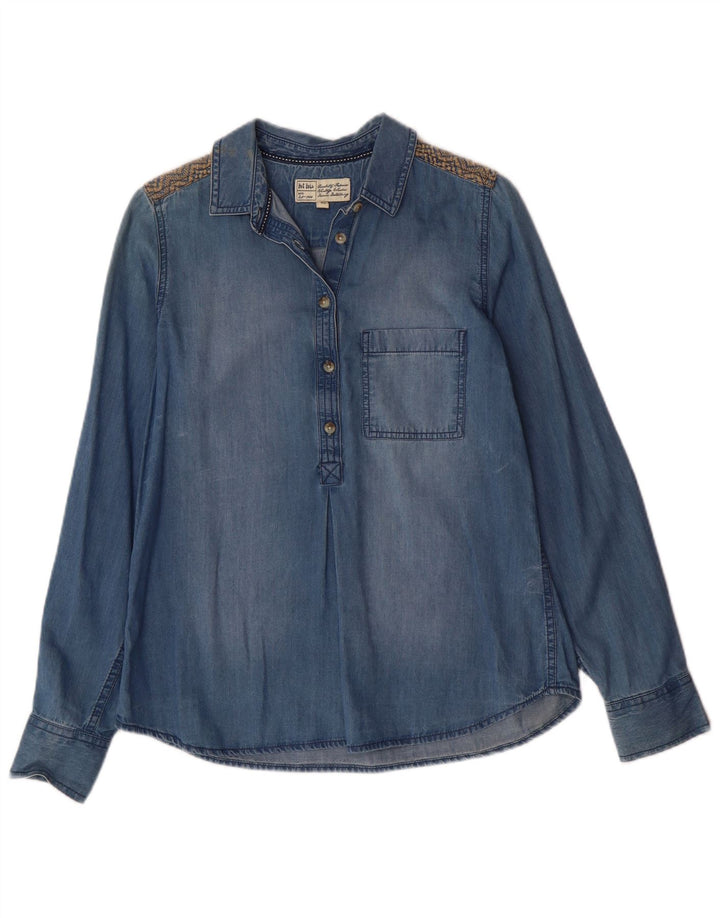 Camicia pullover in denim da donna Fat Face UK 12 Bohemien in cotone blu medio