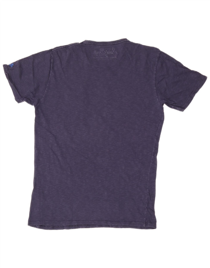 T-shirt da uomo MC2 SAINT BARTH Top medio in cotone screziato blu navy