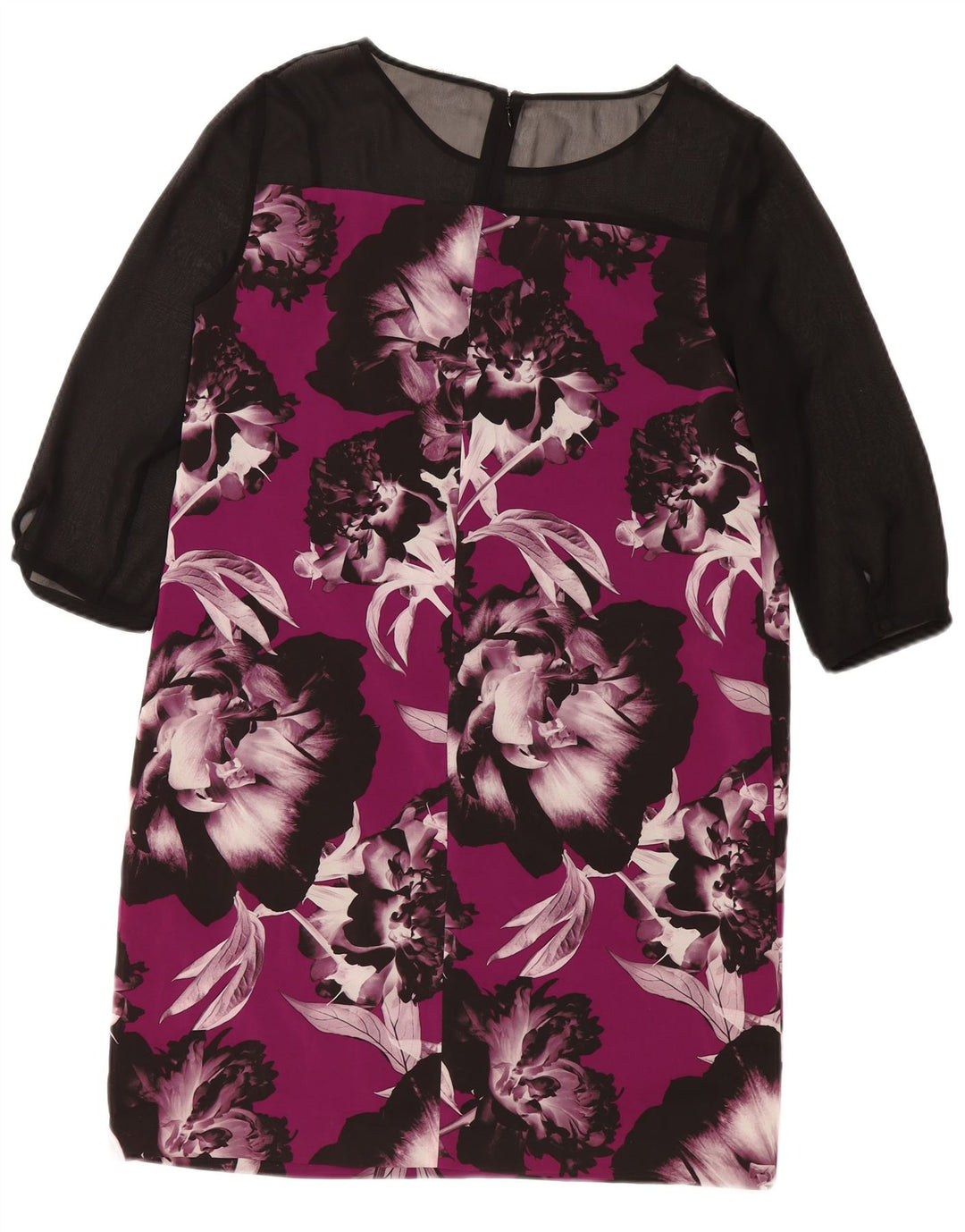 Abito a trapezio con maniche a 3/4 da donna Kaliko UK 14 Grande poliestere floreale viola