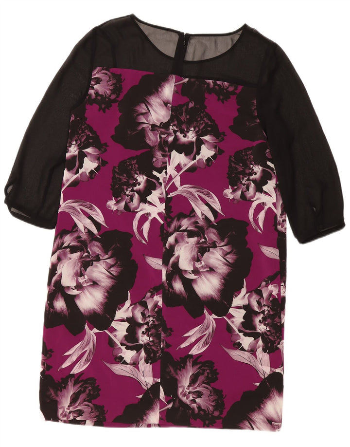 Abito a trapezio con maniche a 3/4 da donna Kaliko UK 14 Grande poliestere floreale viola