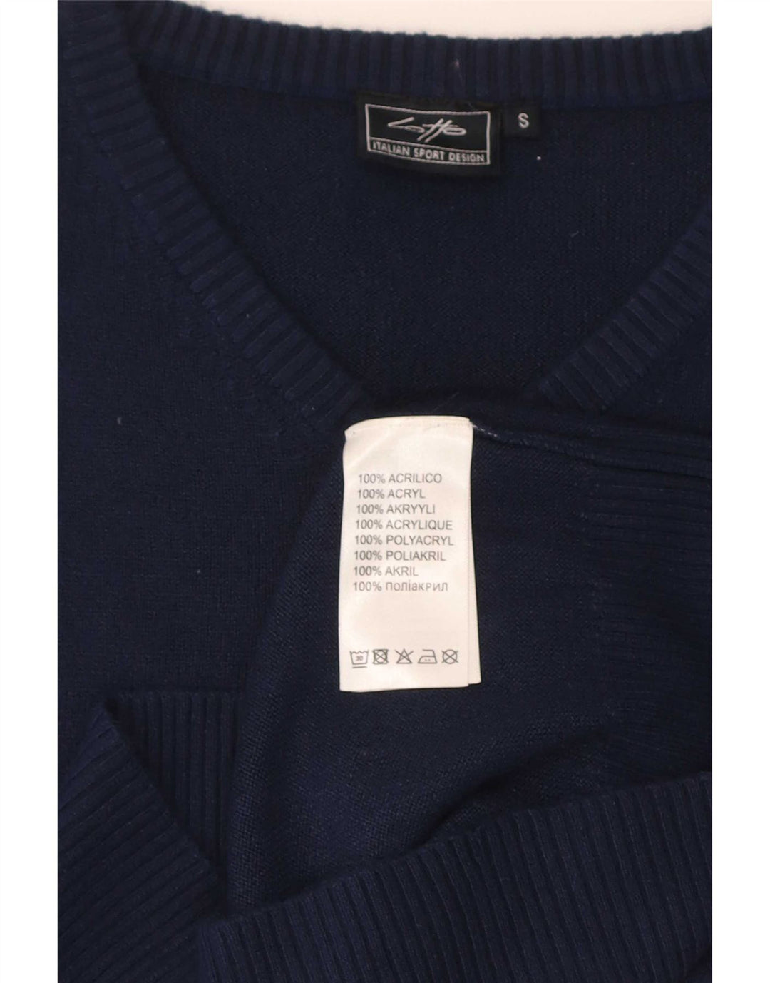 Maglione da uomo con scollo a V Lotto piccolo in acrilico blu navy