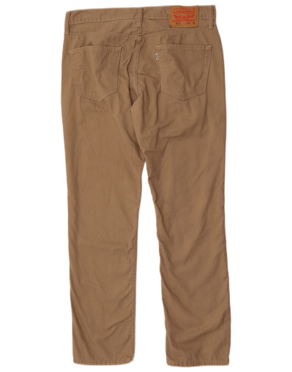 Levi's Uomo 511 Pantaloni Casual Slim W34 L30 Cotone Beige