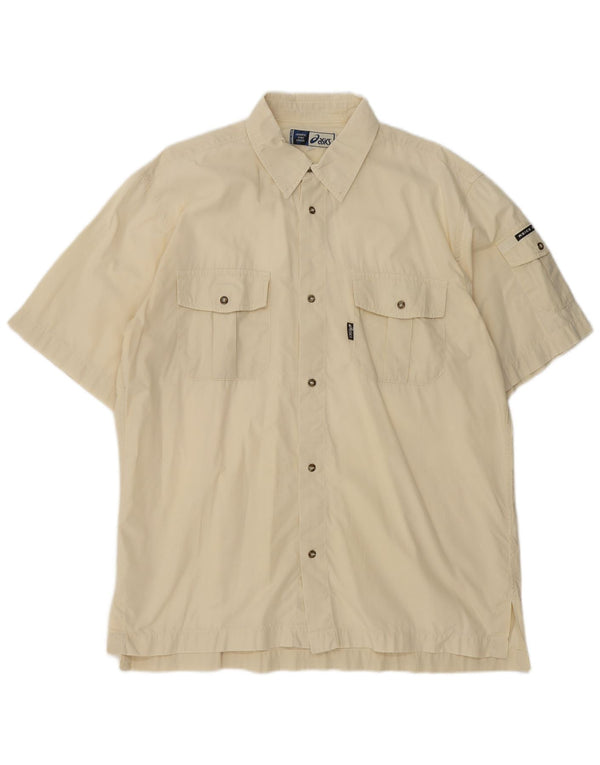 Camicia a maniche corte da uomo Asics XL in cotone beige