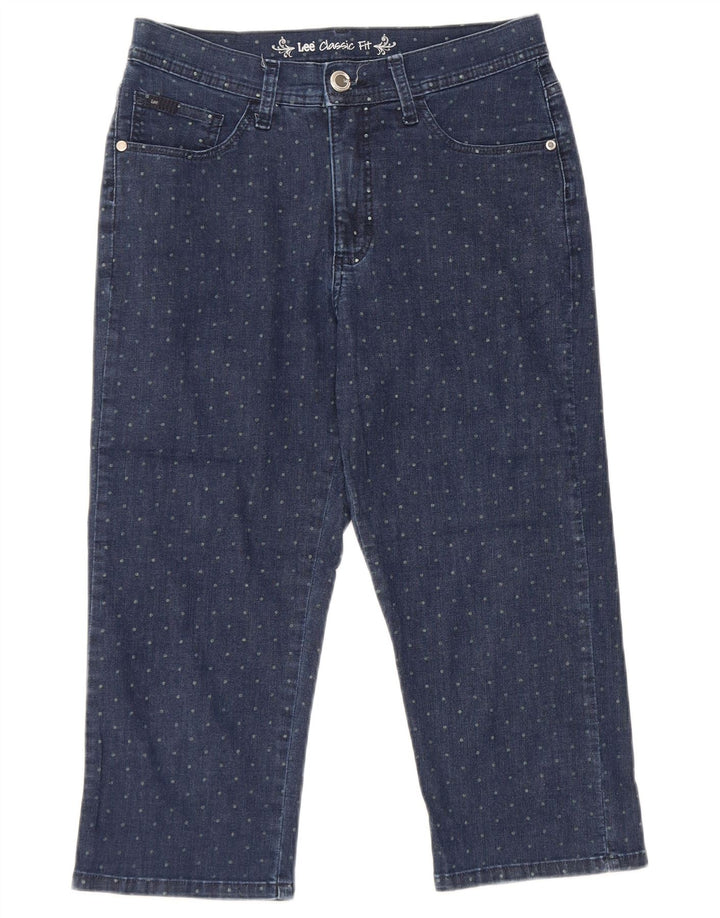 Jeans Capri da donna vestibilità classica LEE US 6 medi W28 L19 blu navy maculato