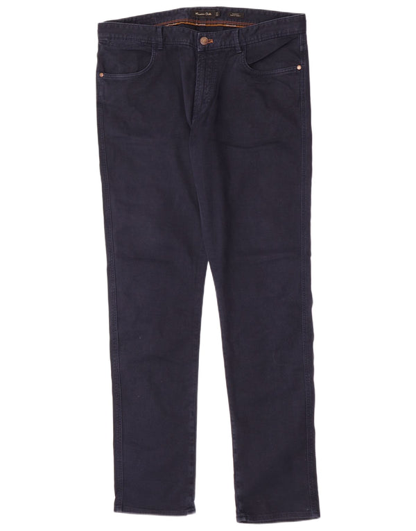 Pantaloni casual slim fit da uomo Massimo Dutti EU 44 Large W34 L33 Blu navy