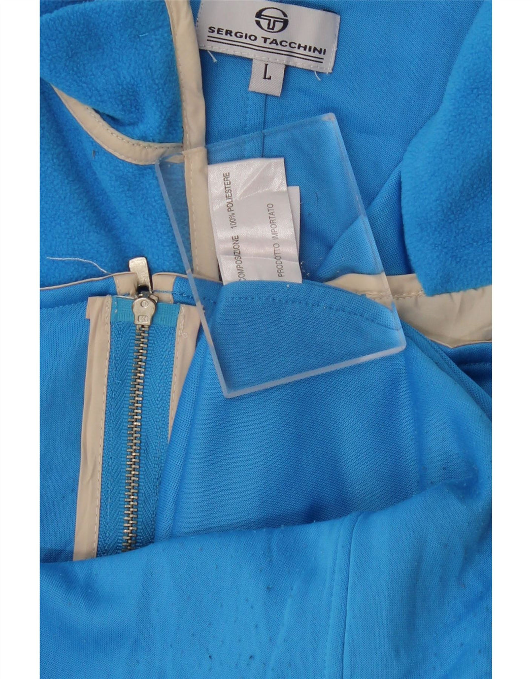 SERGIO TACCHINI Giacca in pile da donna UK 14 Poliestere a righe grandi blu