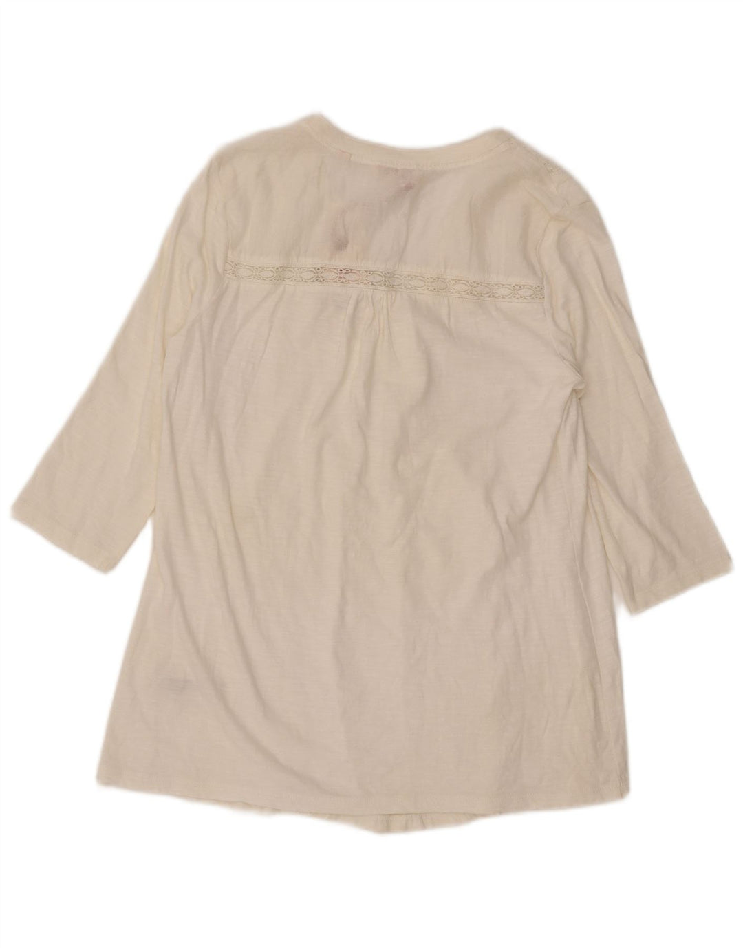 Camicetta da donna con maniche a 3/4 Fat Face Top UK 12 Cotone bianco medio