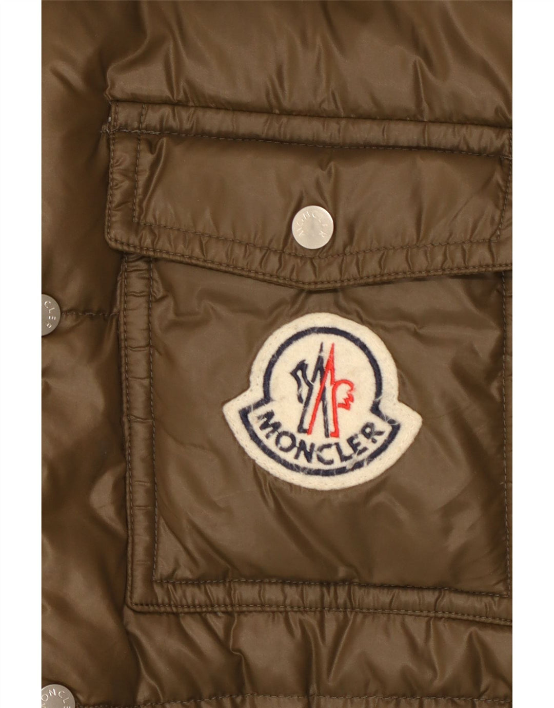 Moncler Giacca imbottita con cappuccio grafica da uomo taglia 5 2XL poliammide kaki