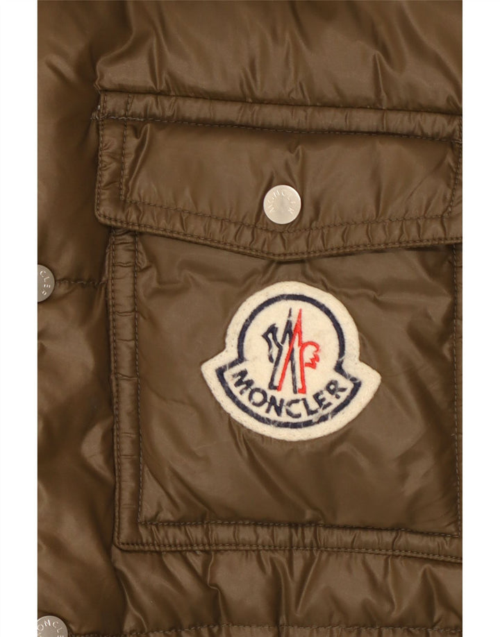 Moncler Giacca imbottita con cappuccio grafica da uomo taglia 5 2XL poliammide kaki