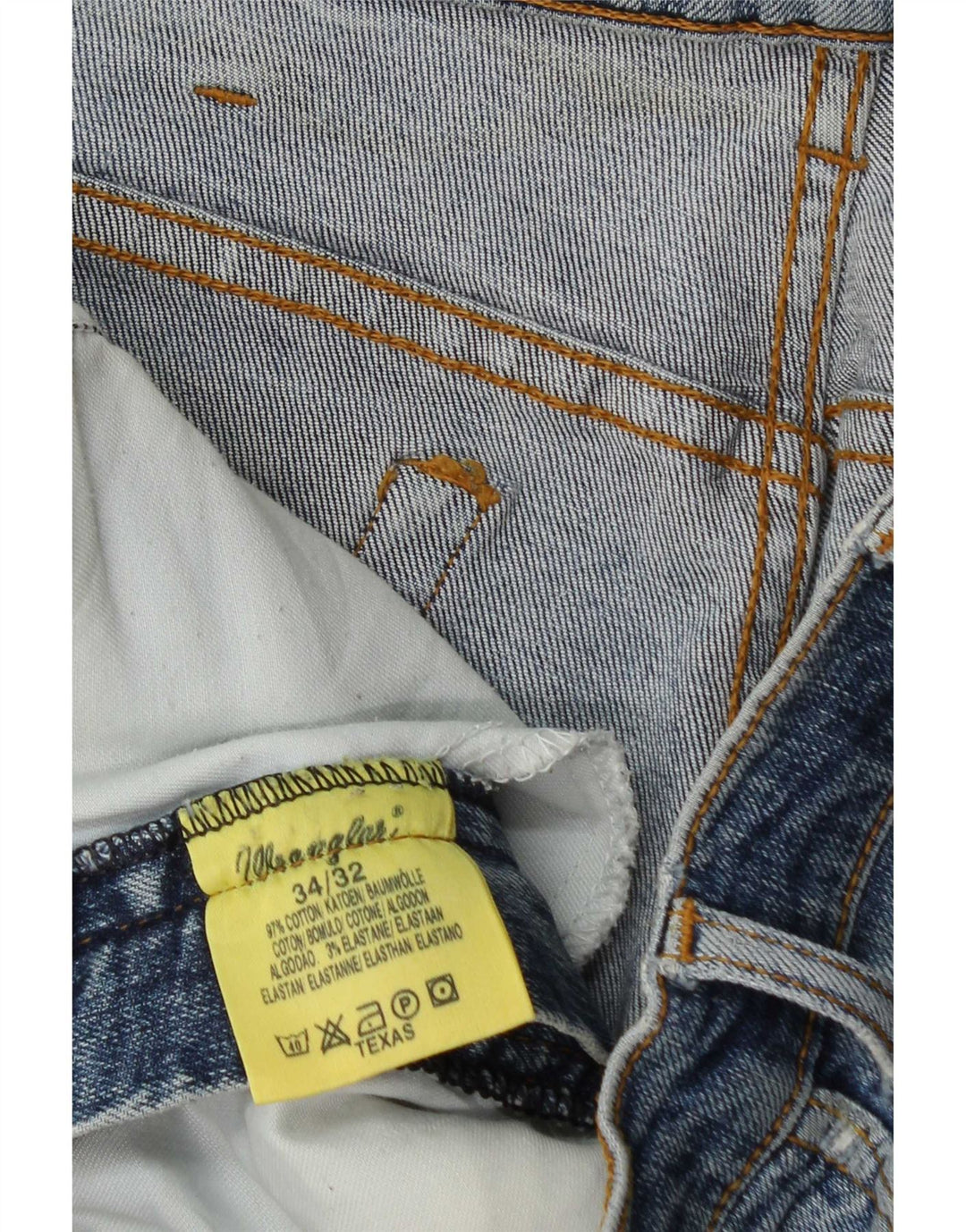 Jeans dritti Wrangler da uomo Texas invecchiati W34 L32 cotone blu