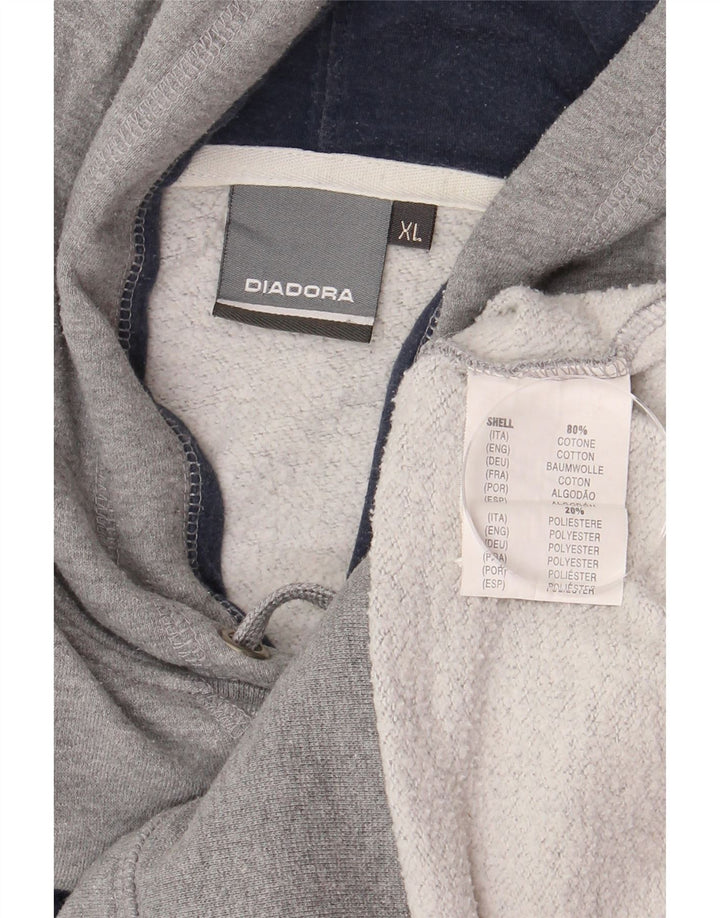 Felpa con cappuccio grafica da uomo Diadora XL in cotone grigio