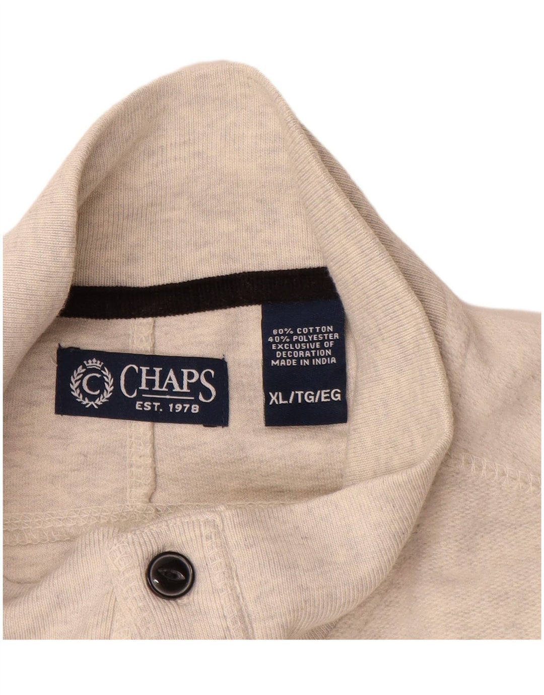 Felpa Chaps da uomo con collo abbottonato, maglione XL, cotone color block grigio