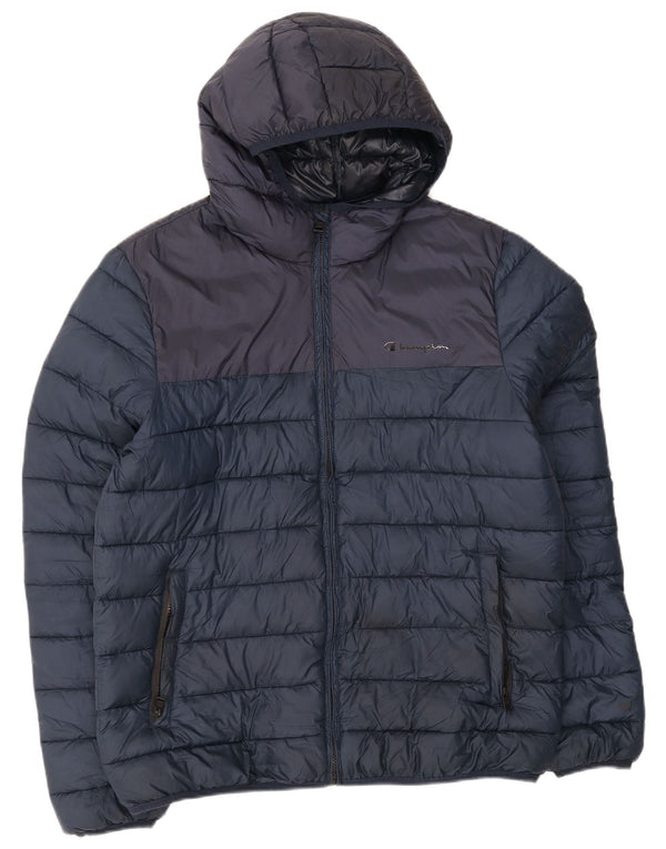Giacca imbottita con cappuccio da uomo Champion UK 42 XL Blu navy Colourblock