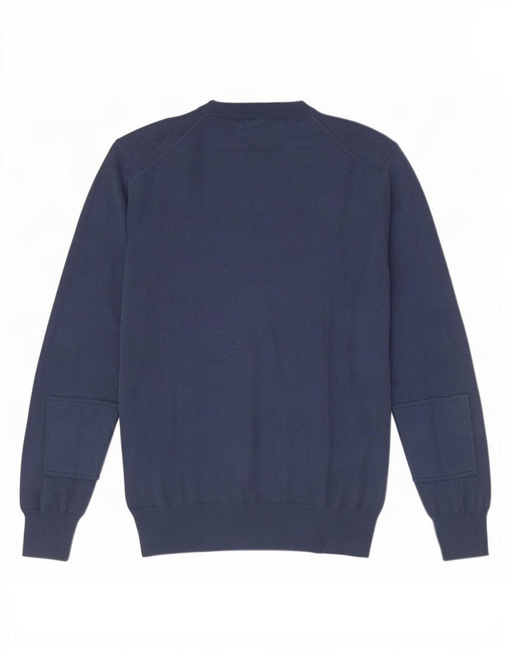 Maglione da uomo con scollo a V Avirex grande in cotone blu