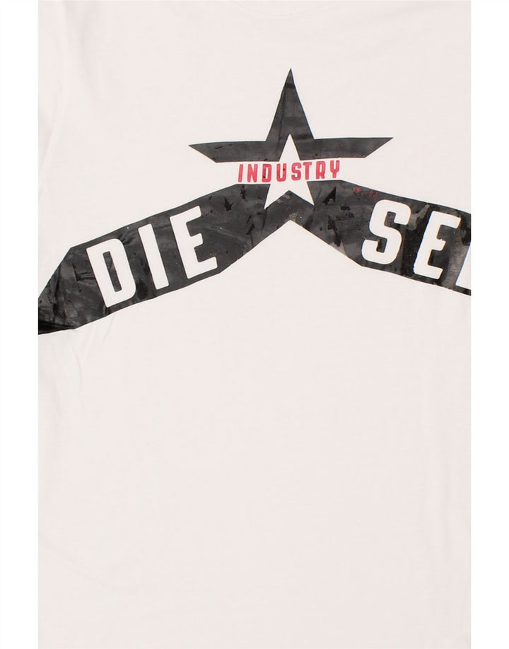 DIESEL T-shirt grafica per ragazzi 13-14 anni in cotone bianco