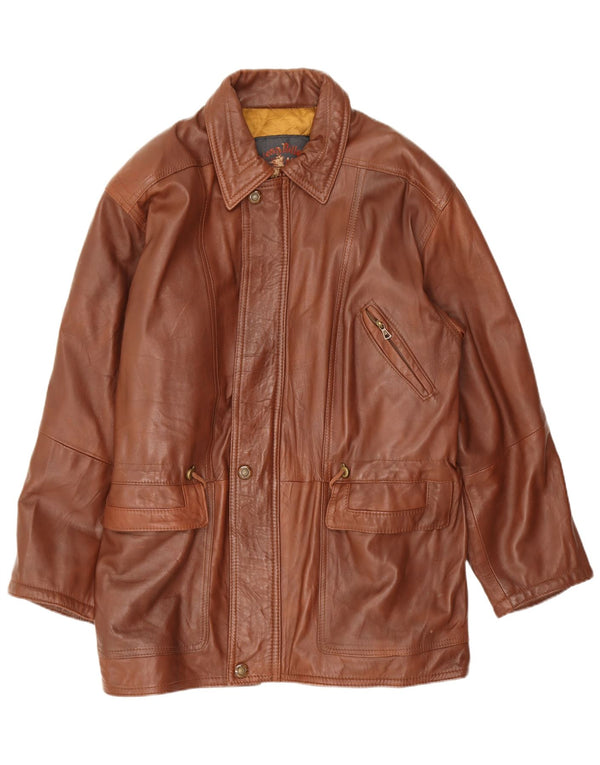 Lavorazione Artigiana Giacca in pelle da uomo UK 44 2XL Pelle marrone