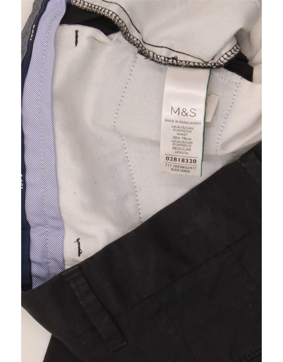 Pantaloncini chino da uomo Marks & Spencer W30 cotone nero medio
