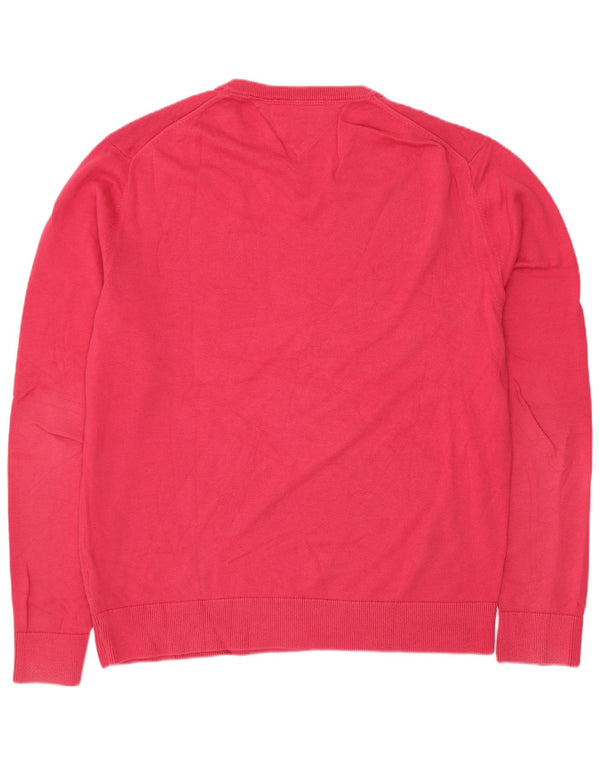 Maglione maglione con scollo a V da uomo Tommy Hilfiger XL in cotone rosa