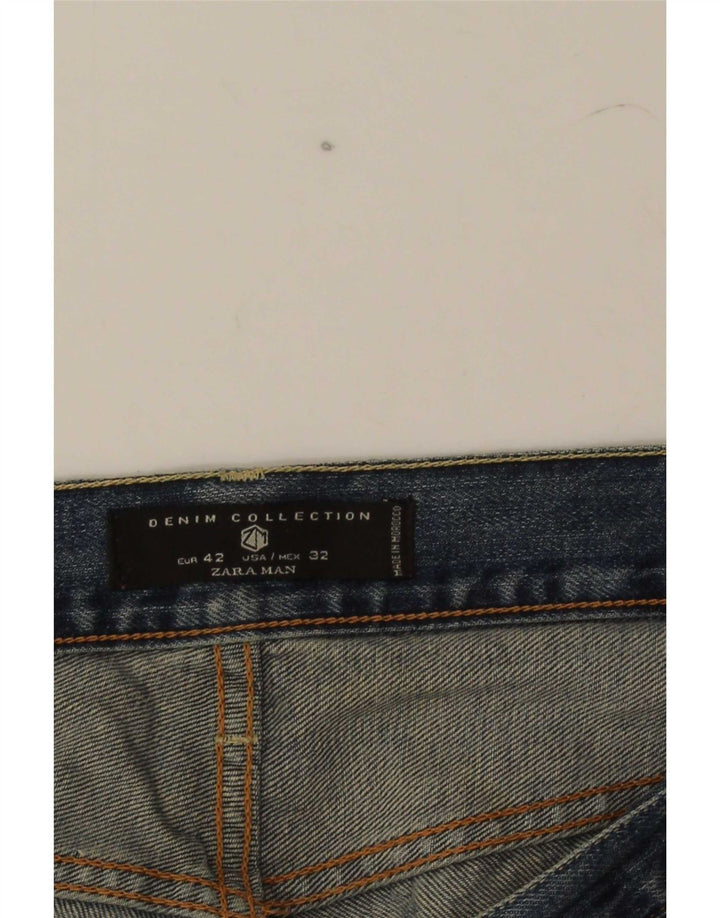 Jeans slim invecchiati da uomo Zara EU 42 Large W32 L30 Blu