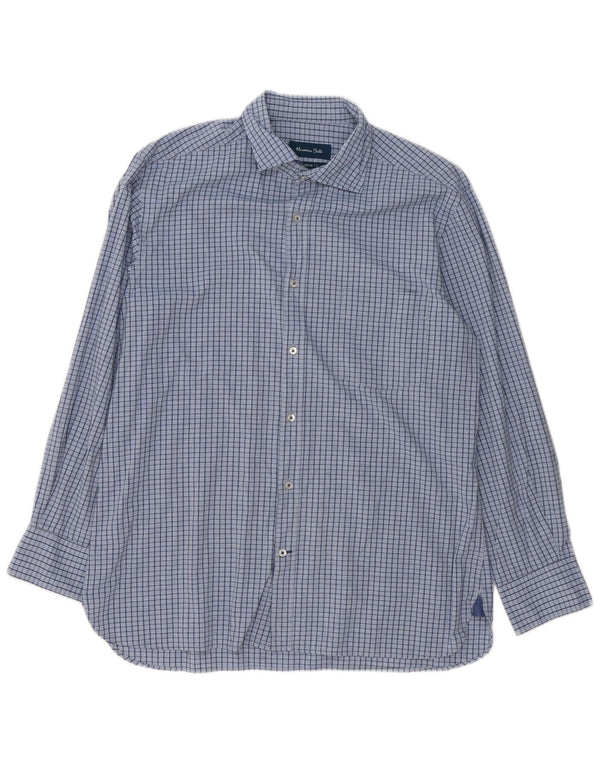 Camicia casual da uomo Massimo Dutti in cotone a quadri blu grandi