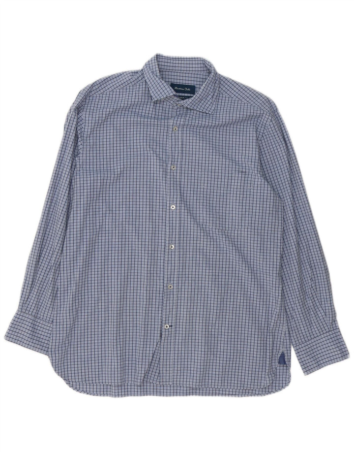Camicia casual da uomo Massimo Dutti in cotone a quadri blu grandi