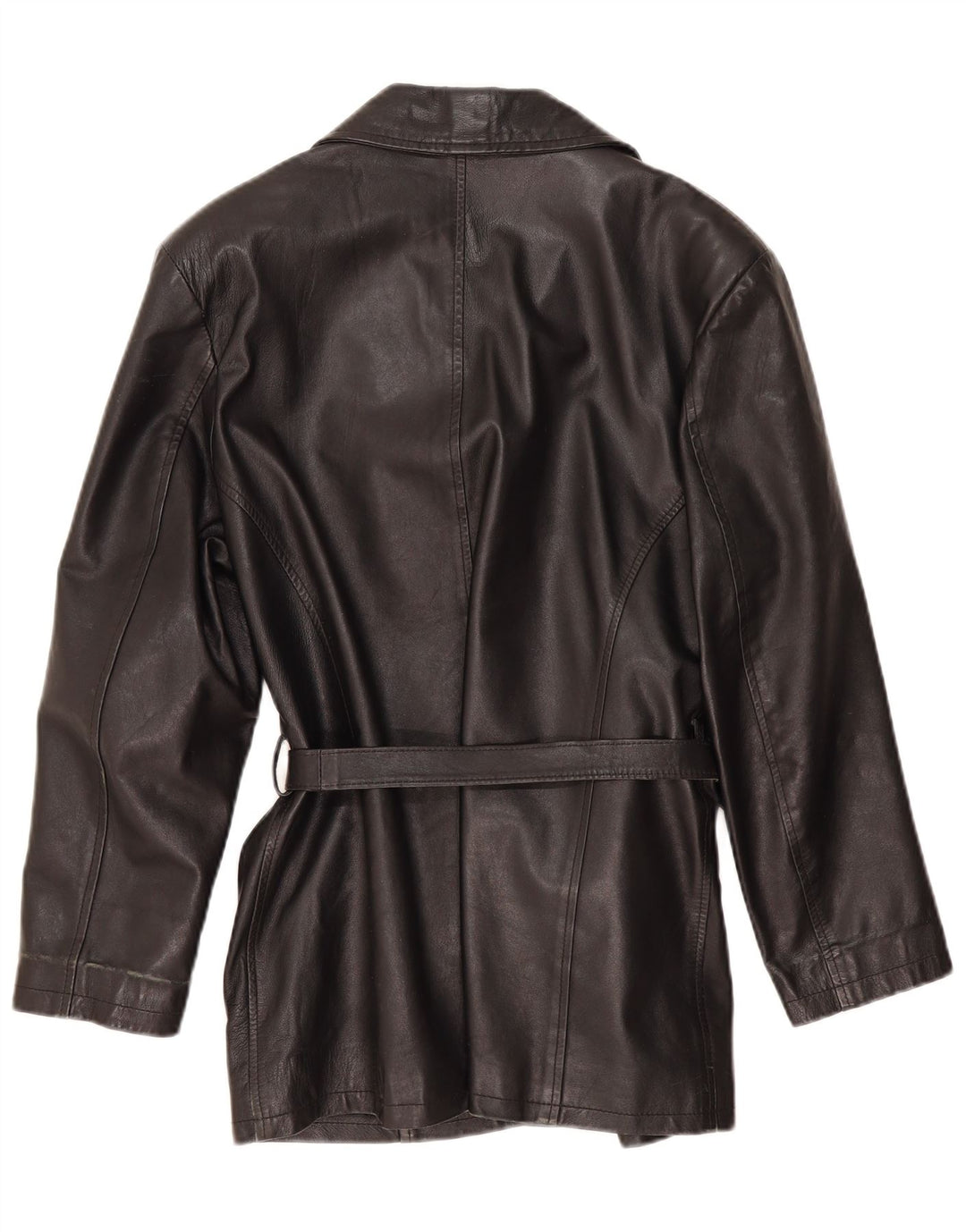 Giacca in pelle da donna vintage UK 14 in pelle nera media
