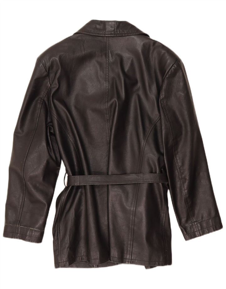 Giacca in pelle da donna vintage UK 14 in pelle nera media
