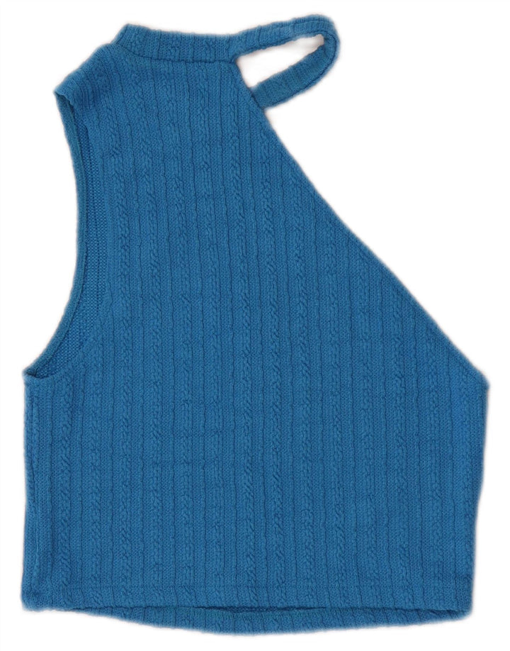 Top Zara da donna in maglia corta con spalle scoperte UK 12 Blu medio