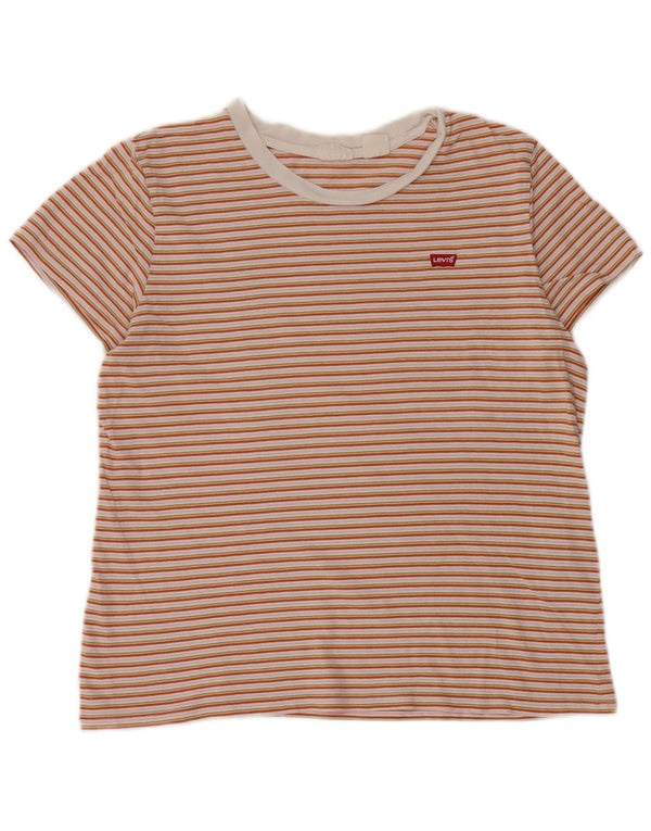 T-shirt da donna LEVI'S UK 14 cotone a righe multicolore medio