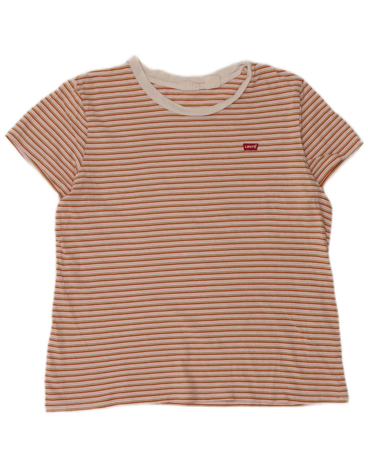T-shirt da donna LEVI'S UK 14 cotone a righe multicolore medio