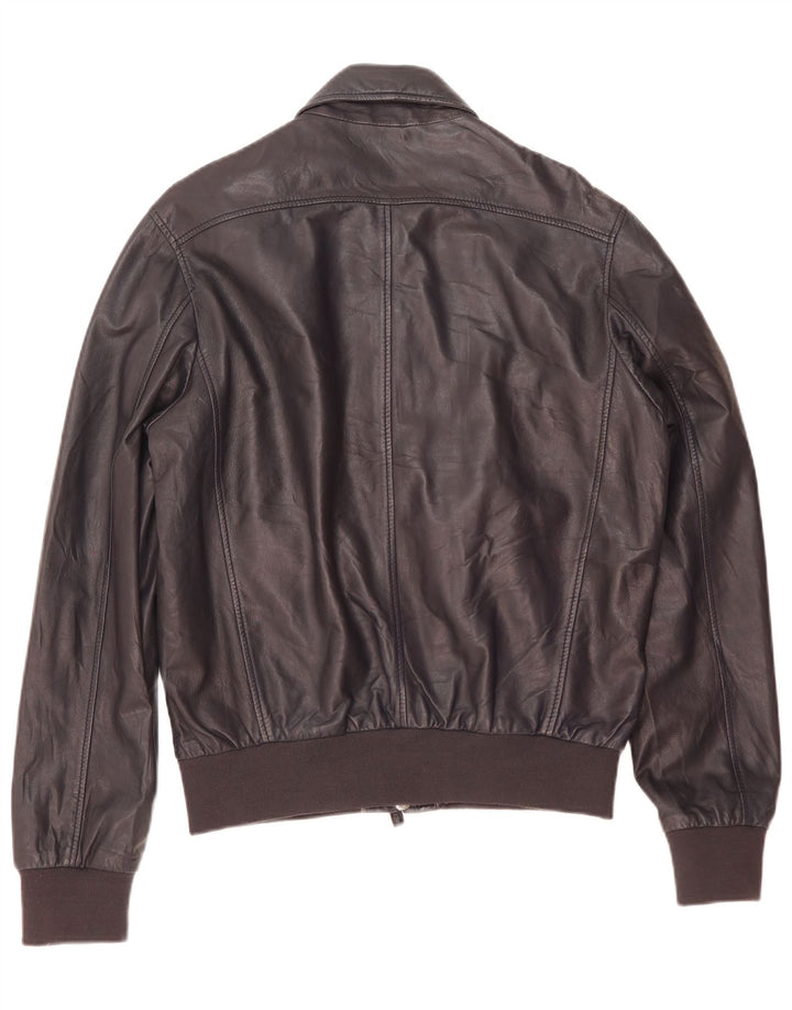 Pollini Giubbotto Bomber in Pelle da Uomo IT 50 Large in Pelle Blu Navy