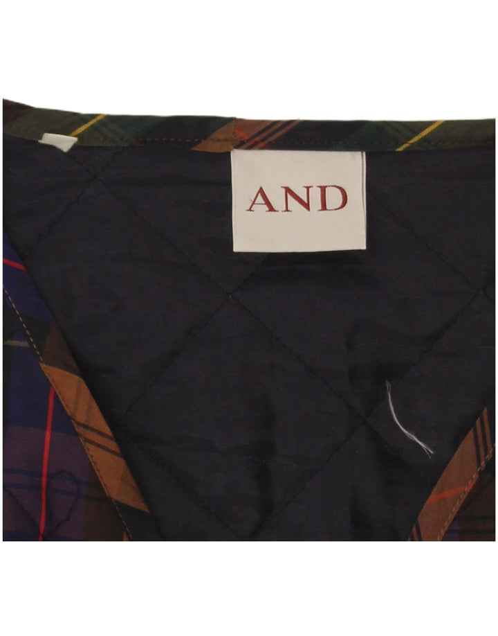 E gilet trapuntato da donna UK 14 grande quadretto multicolore