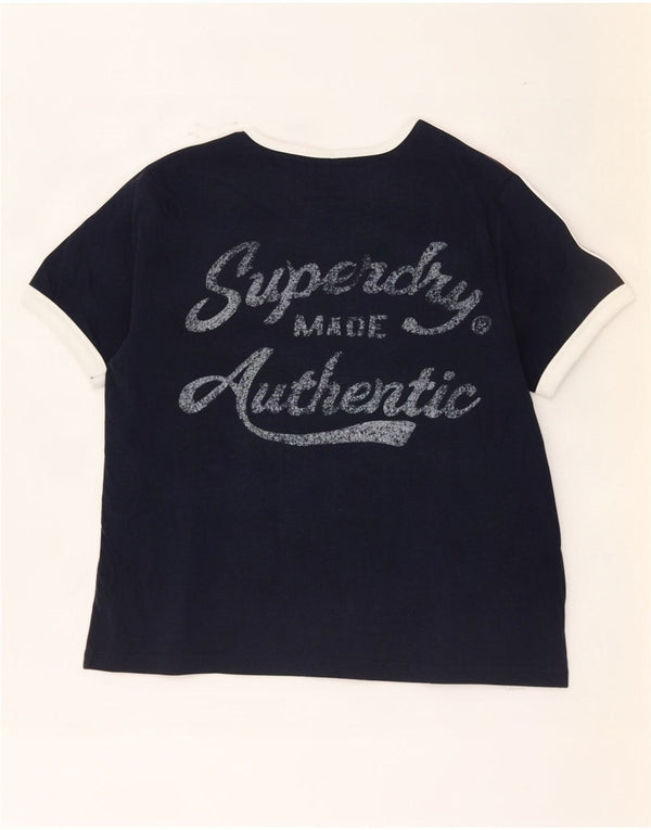 T-shirt grafica da donna corta Superdry Top UK 8 Small Blu navy Colourblock