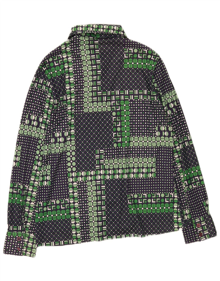 Camicia vintage da donna UK 14 verde medio geometrico